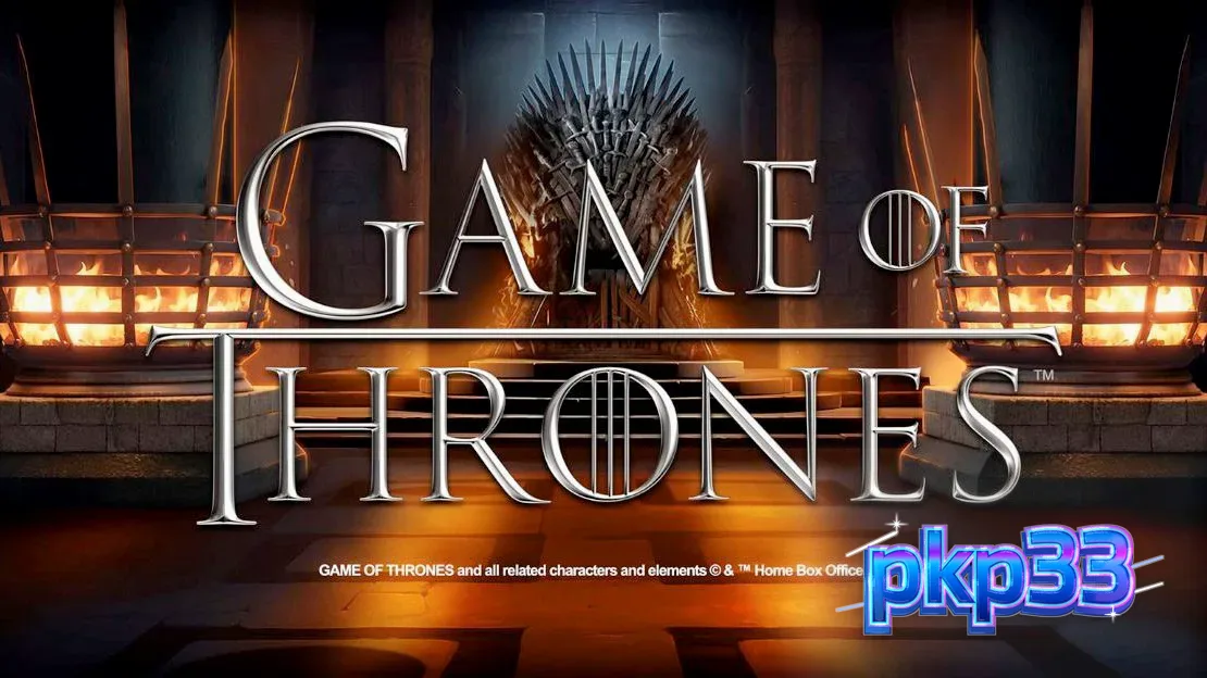 Interface do jogo de slot Game of Thrones com elementos visuais das casas de Westeros.